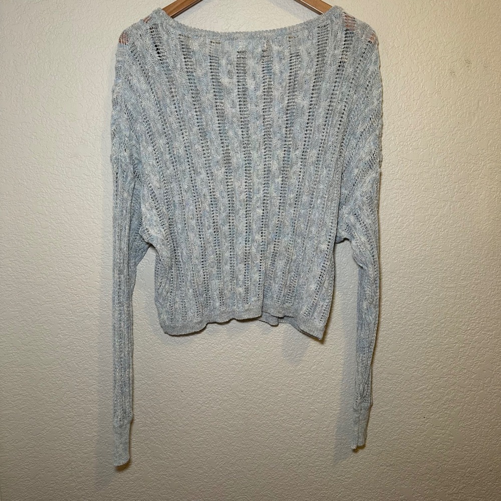 Natural Life Women XL Sweater Chunky Open Knit Sheer Shimmer Crop Festival Boho - Picture 6 of 6